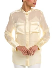 St John Mandarin Collar Silk Blouse at Shop Simon